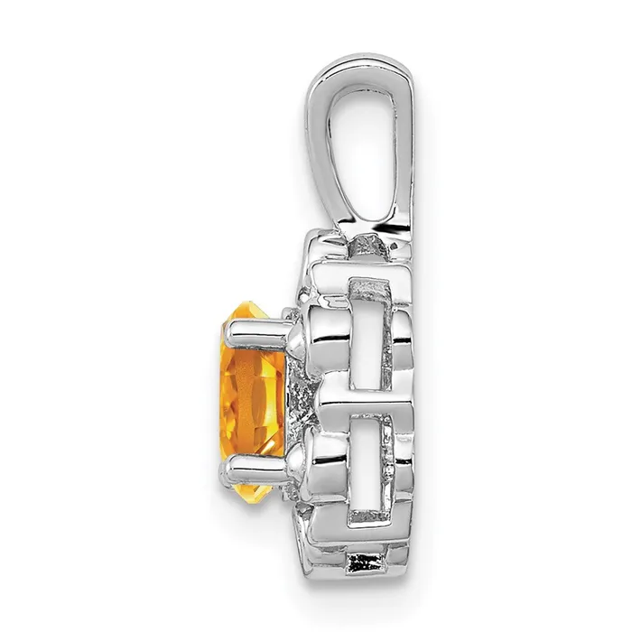 Necklaces Goldia Sterling Silver Rhodiumplated Citrine u0026 Diamond Pendant