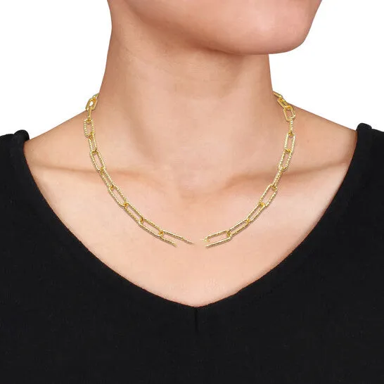 Necklaces JMS always Original AMOUR 6mm Fancy Paperclip Chain Necklace In Yellow Plated Sterling Silver 18 In Necklaces JMS always Original AMOUR 6mm Fancy Paperclip Chain Necklace In Yellow Plated Sterling Silver 18 In