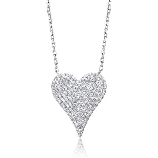 Necklaces JMS always Original Megan Walford Sterling Silver with Pave Cubic Zirconia Heart Layering Necklace Necklaces JMS always Original Megan Walford Sterling Silver with Pave Cubic Zirconia Heart Layering Necklace