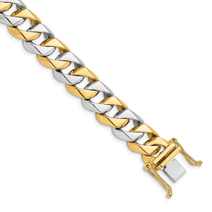 Necklaces MDS Solid 14K Twotone Gold 24 inch 112mm Hand Polished Fancy Link with Box Catch Clasp Chain Necklace