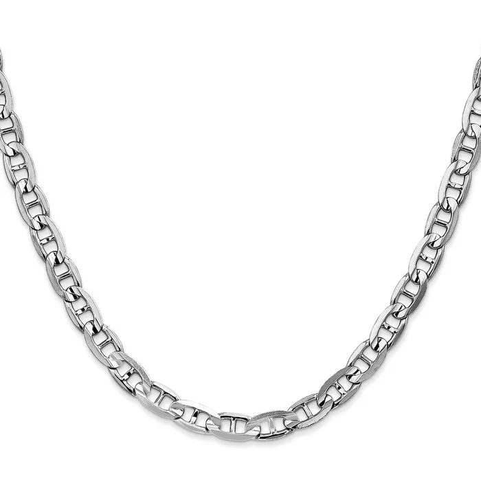 Necklaces MDS Solid 14K White Gold 22 inch 525mm Concave Anchor with Lobster Clasp Chain Necklace