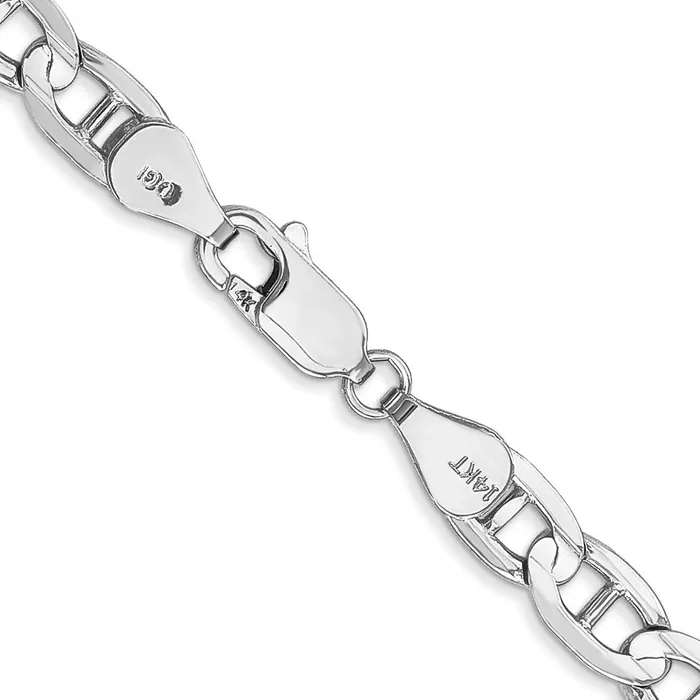 Necklaces MDS Solid 14K White Gold 22 inch 525mm Concave Anchor with Lobster Clasp Chain Necklace