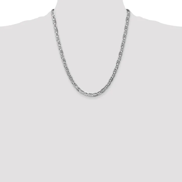 Necklaces MDS Solid 14K White Gold 22 inch 525mm Concave Anchor with Lobster Clasp Chain Necklace