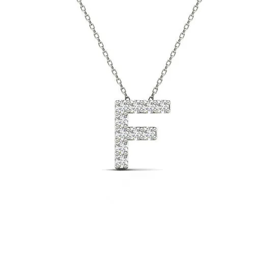 Necklaces Original Maulijewels 010 Carat Natural Diamond Initial F Necklace Pendant For Mens Women In 14K Solid White Gold With 18 Cable Chain JMS always Necklaces Original Maulijewels 010 Carat Natural Diamond Initial F Necklace Pendant For Mens Women In 14K Solid White Gold With 18 Cable Chain JMS always