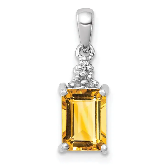 Necklaces Sterling Silver Rhodium Citrine u0026 Diamond Pendant Goldia