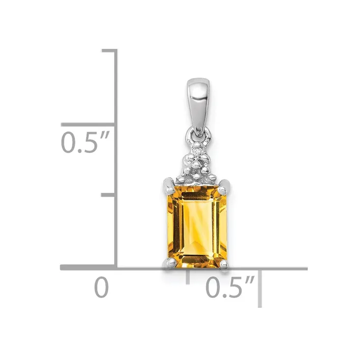 Necklaces Sterling Silver Rhodium Citrine u0026 Diamond Pendant Goldia