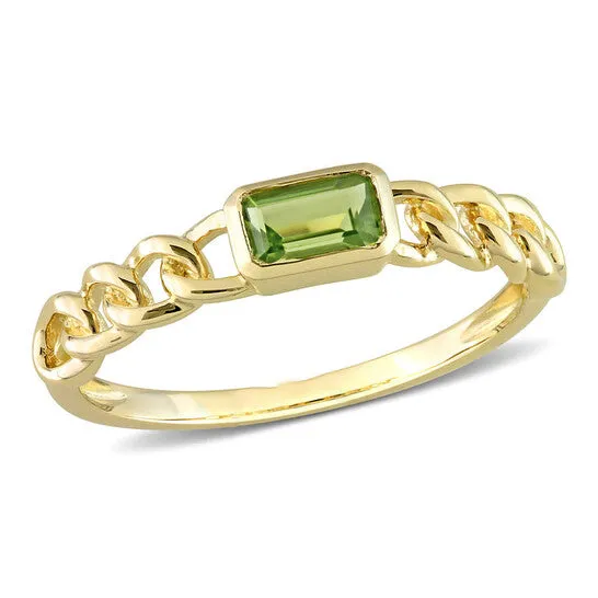 Original Amour 10k Yellow Gold 13 CT TGW Octagon Peridot Link Ring JMS always Rings Original Amour 10k Yellow Gold 13 CT TGW Octagon Peridot Link Ring JMS always Rings