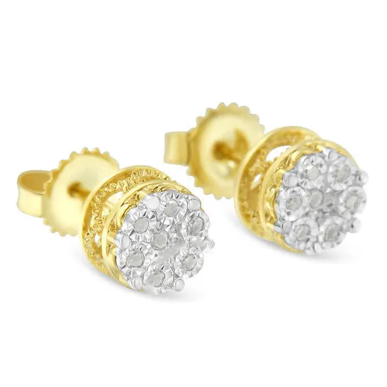 Original Haus of Brilliance 14K Yellow Gold Plated 925 Sterling Silver 17 Cttw Diamond Miracle Set Stud Earrings IJ Color I3 Promo Clarity JMS always Earrings
