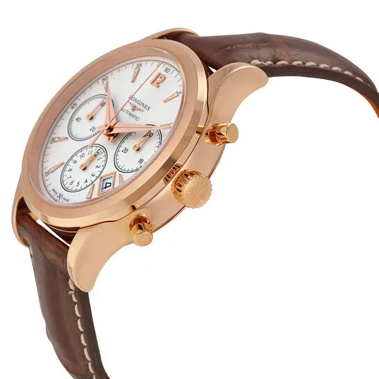 Original Longines Heritage Automatic Chronogaph Silver Dial 18kt Rose Gold Brown Leather Mens L27508762 JMS always Rings Original Longines Heritage Automatic Chronogaph Silver Dial 18kt Rose Gold Brown Leather Mens L27508762 JMS always Rings