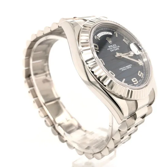 Original Rolex DayDate II Blue Wave Dial 18K White Gold President Automatic Mens Watch 218239BLWAP JMS always Rings Original Rolex DayDate II Blue Wave Dial 18K White Gold President Automatic Mens Watch 218239BLWAP JMS always Rings
