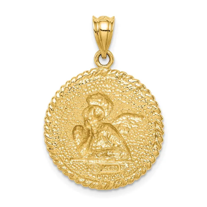PreStyled Sets 14k Yellow Gold Brushed Angel Pendant Goldia