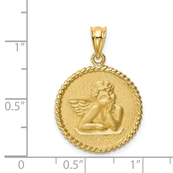 PreStyled Sets 14k Yellow Gold Brushed Angel Pendant Goldia