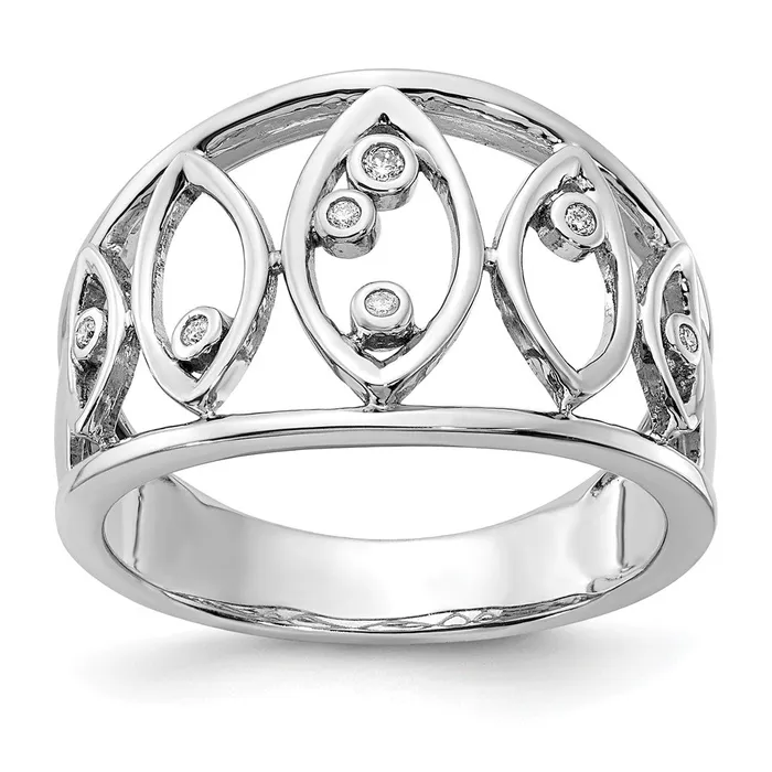 Rings 14k White Gold Polished Fancy Real Diamond Ring Goldia
