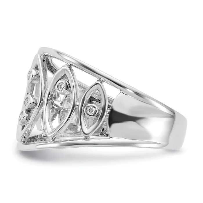 Rings 14k White Gold Polished Fancy Real Diamond Ring Goldia