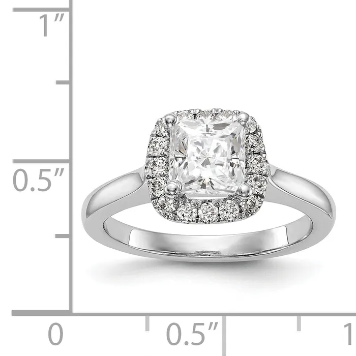 Rings 14K White Gold Princess Simulated Diamond Cushion Halo Engagement Ring Goldiacom