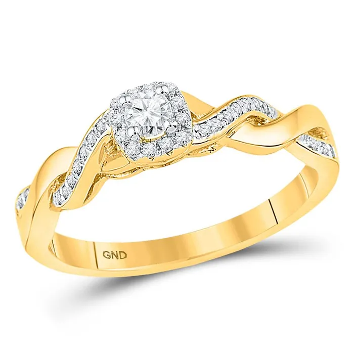 Rings gndatlanta 10k Yellow Gold Round Diamond Solitaire Promise Ring 15 Cttw