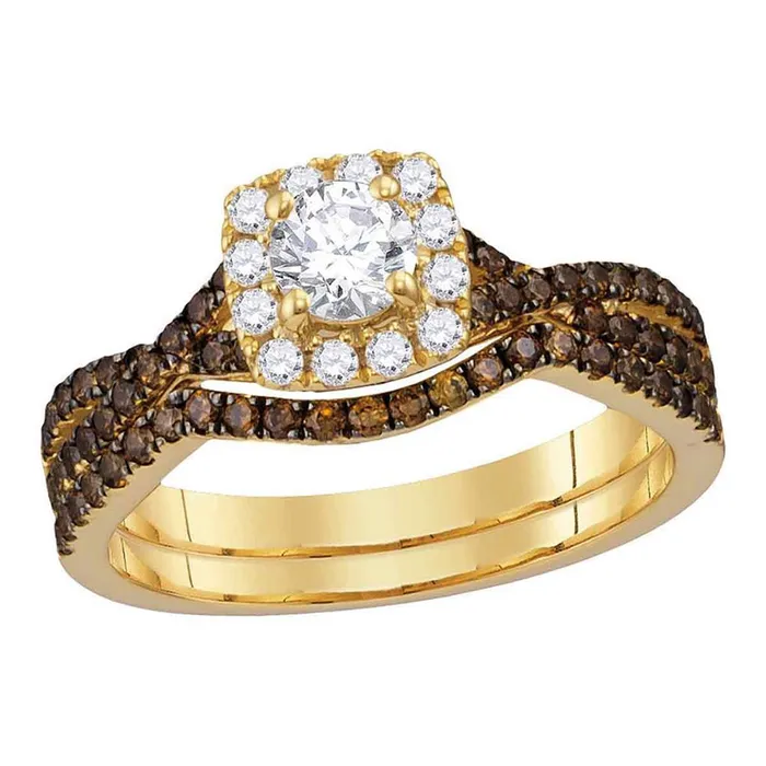 Rings gndatlanta 14k Rose Gold Round Diamond Bridal Wedding Ring Set 1 Cttw