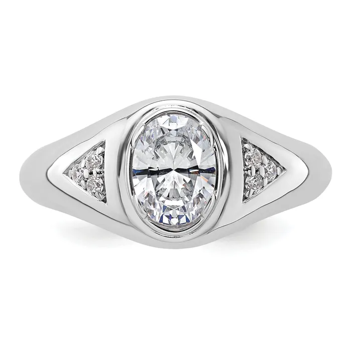 Rings Goldia 14k White Gold 110 Ct Lab Grown Diamond 1 Ct Oval Center Mens Ring