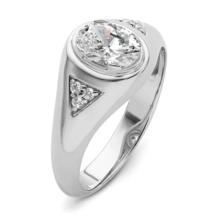 Rings Goldia 14k White Gold 110 Ct Lab Grown Diamond 1 Ct Oval Center Mens Ring