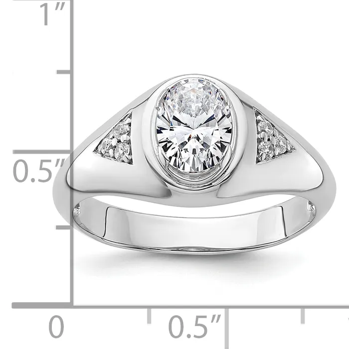 Rings Goldia 14k White Gold 110 Ct Lab Grown Diamond 1 Ct Oval Center Mens Ring