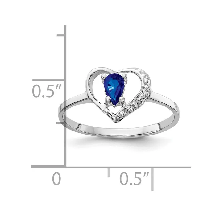 Rings Goldiacom 14k White Gold 5x3mm Pear Sapphire AAA Real Diamond ring