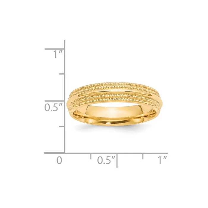 Rings Goldia Solid 14K Yellow Gold 5mm Double Milgrain Comfort Fit MensWomens Wedding Band Ring Size 8 Rings Goldia Solid 14K Yellow Gold 5mm Double Milgrain Comfort Fit MensWomens Wedding Band Ring Size 8