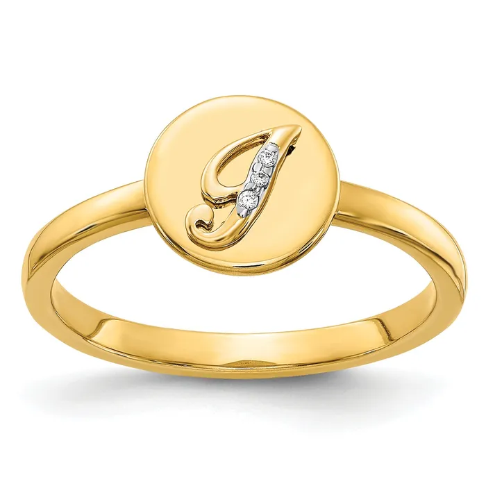 Rings Goldia Solid 14k Yellow Gold Simulated CZ Initial I Ring