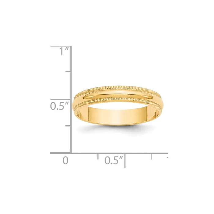 Rings Goldia Solid 18K Yellow Gold 4mm Light Weight Milgrain Half Round MensWomens Wedding Band Ring Size 105