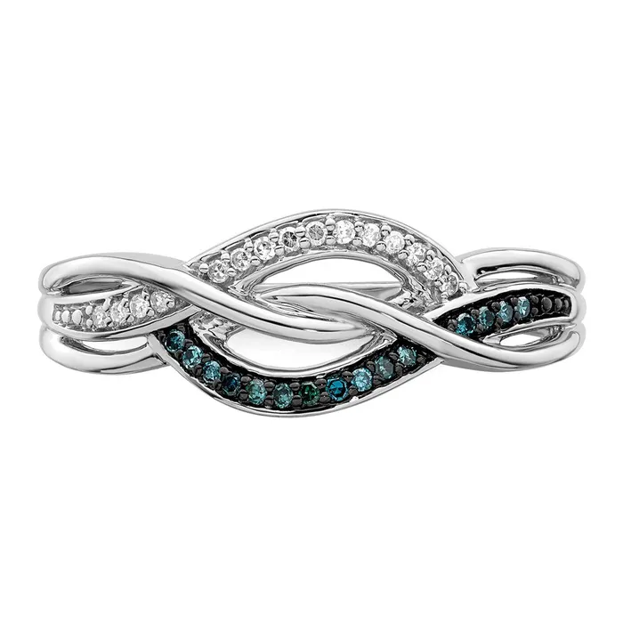 Rings Goldia Sterling Silver Rhod Plated Blue and White Diamond Ring