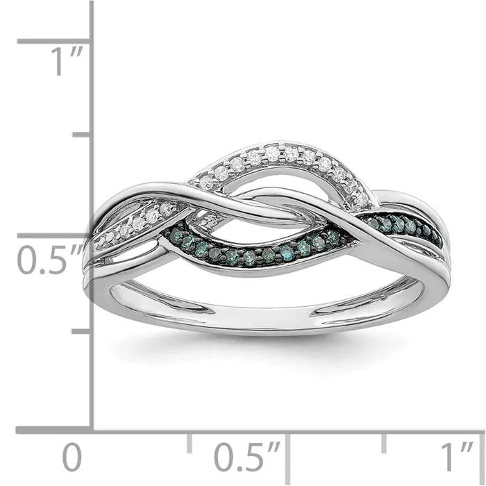 Rings Goldia Sterling Silver Rhod Plated Blue and White Diamond Ring