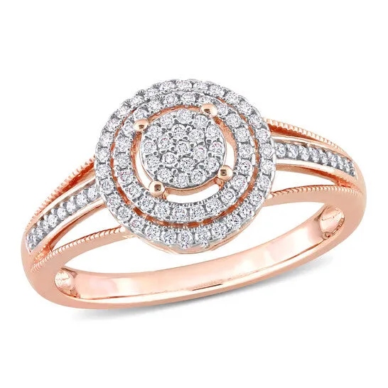 Rings JMS always Original Amour 14k Rose Gold 14 CT TDW Diamond Double Halo Split Shank Ring Rings JMS always Original Amour 14k Rose Gold 14 CT TDW Diamond Double Halo Split Shank Ring