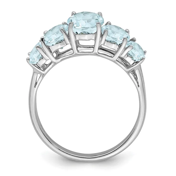 Rings Sterling Silver Rhodium Aqua Ring Goldia