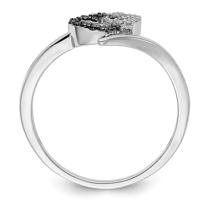 Rings White Night Sterling Silver Rhodiumplated Black and White Diamond Double Heart Ring Goldia