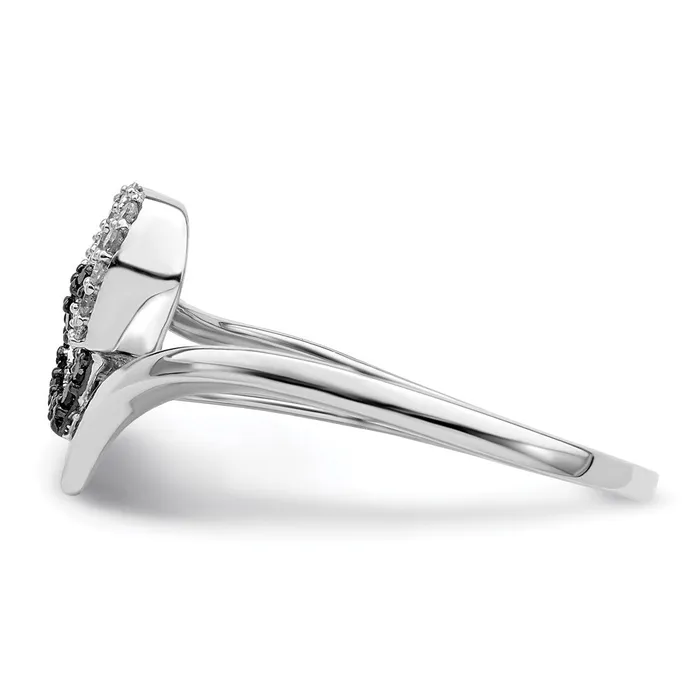 Rings White Night Sterling Silver Rhodiumplated Black and White Diamond Double Heart Ring Goldia