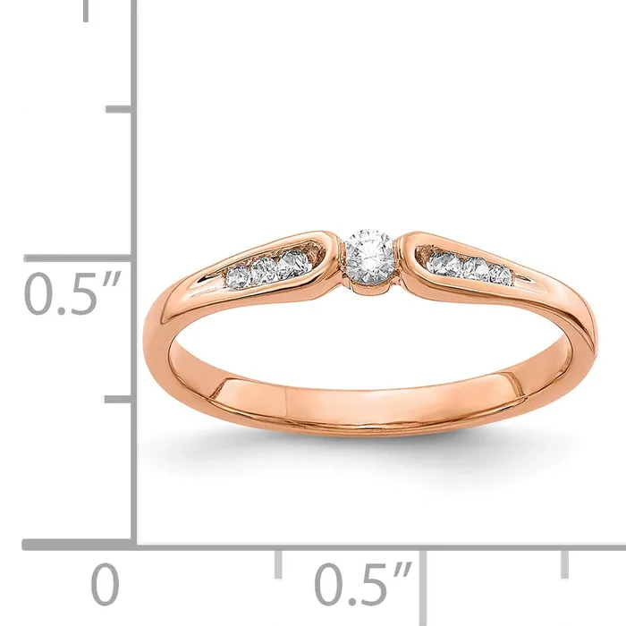 Solid 14k Rose Gold Simulated CZ Wavy Band Goldia Rings