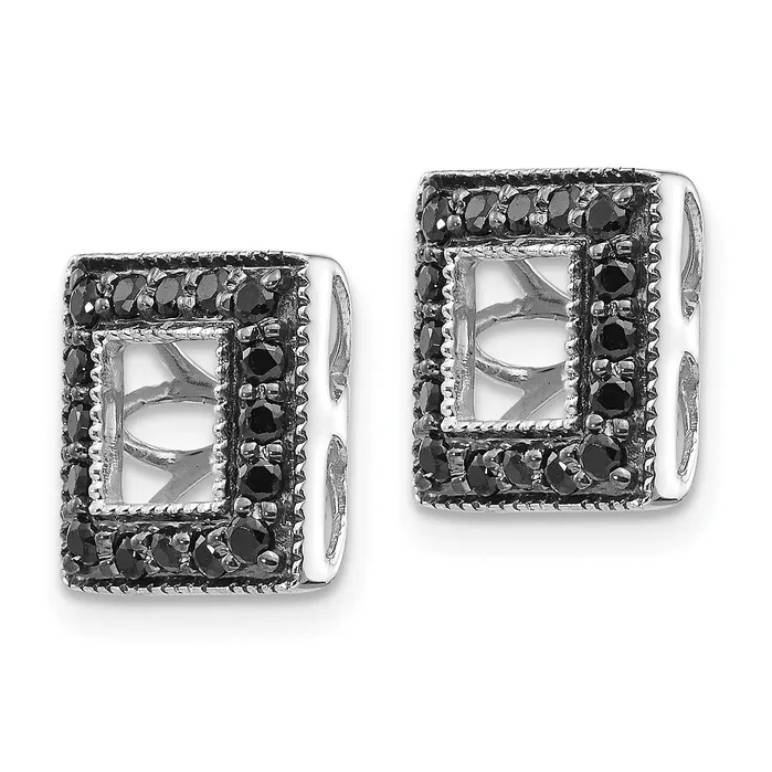 Solid 14k White Gold BlacK Simulated CZ Square JacKet Earrings Goldia Earrings Solid 14k White Gold BlacK Simulated CZ Square JacKet Earrings Goldia Earrings