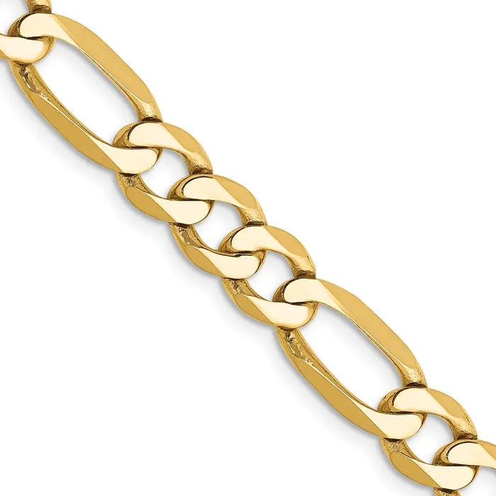 Solid 14K Yellow Gold 20 inch 7mm Flat Figaro with Lobster Clasp Chain Necklace MDS Necklaces Solid 14K Yellow Gold 20 inch 7mm Flat Figaro with Lobster Clasp Chain Necklace MDS Necklaces