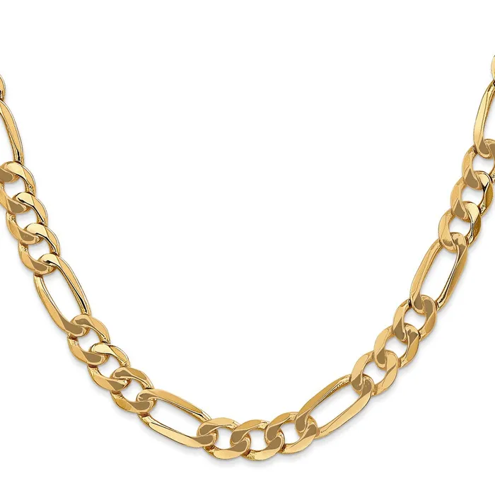 Solid 14K Yellow Gold 20 inch 7mm Flat Figaro with Lobster Clasp Chain Necklace MDS Necklaces Solid 14K Yellow Gold 20 inch 7mm Flat Figaro with Lobster Clasp Chain Necklace MDS Necklaces