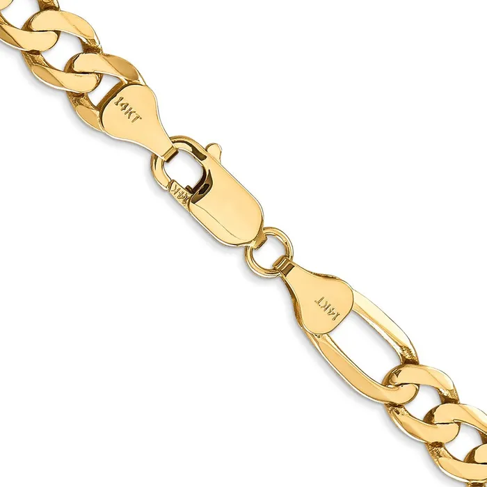 Solid 14K Yellow Gold 20 inch 7mm Flat Figaro with Lobster Clasp Chain Necklace MDS Necklaces Solid 14K Yellow Gold 20 inch 7mm Flat Figaro with Lobster Clasp Chain Necklace MDS Necklaces