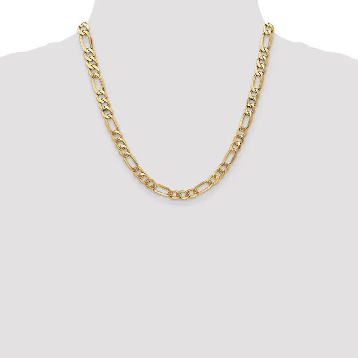 Solid 14K Yellow Gold 20 inch 7mm Flat Figaro with Lobster Clasp Chain Necklace MDS Necklaces Solid 14K Yellow Gold 20 inch 7mm Flat Figaro with Lobster Clasp Chain Necklace MDS Necklaces