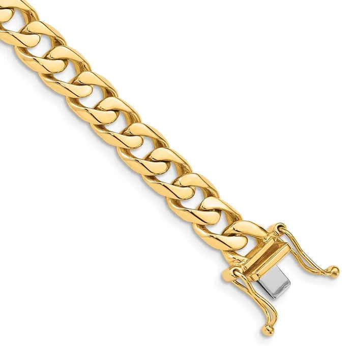 Solid 14K Yellow Gold 22 inch 75mm Hand Polished Flat Beveled Curb Link with Box Catch Clasp Chain Necklace MDS Necklaces