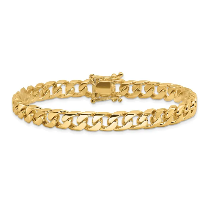 Solid 14K Yellow Gold 22 inch 75mm Hand Polished Flat Beveled Curb Link with Box Catch Clasp Chain Necklace MDS Necklaces Solid 14K Yellow Gold 22 inch 75mm Hand Polished Flat Beveled Curb Link with Box Catch Clasp Chain Necklace MDS Necklaces