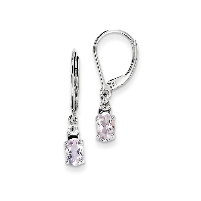Sterling Silver Diamond u0026 Pink Quartz Earrings Goldia Earrings
