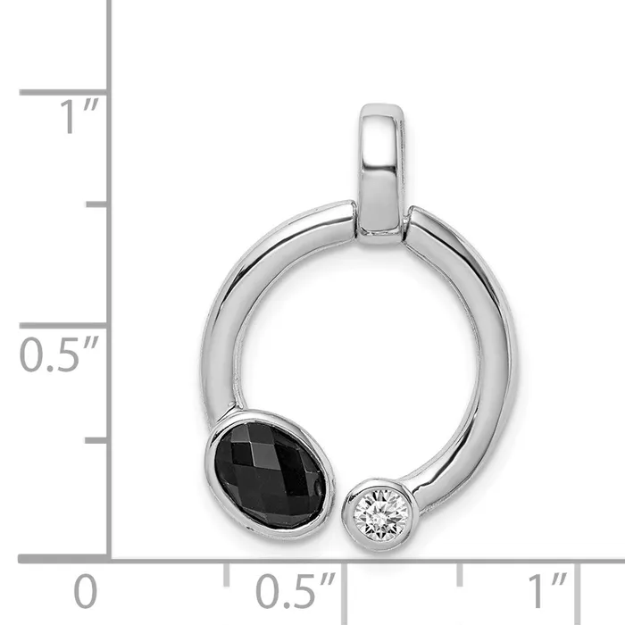 Sterling Silver Onyx u0026 White Topaz Circle Pendant Goldia Necklaces