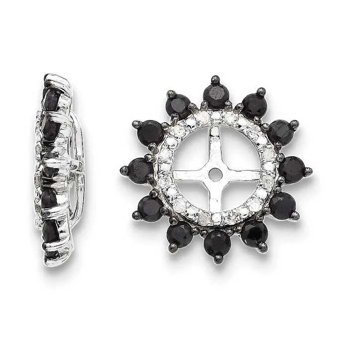 Sterling Silver Rhodium Diamond u0026 Black Sapphire Earring Jacket Goldia Earrings Sterling Silver Rhodium Diamond u0026 Black Sapphire Earring Jacket Goldia Earrings