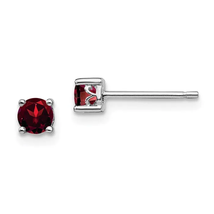 Sterling Silver Rhodiumplated 4mm Round Garnet Post Earrings Goldia Earrings Sterling Silver Rhodiumplated 4mm Round Garnet Post Earrings Goldia Earrings
