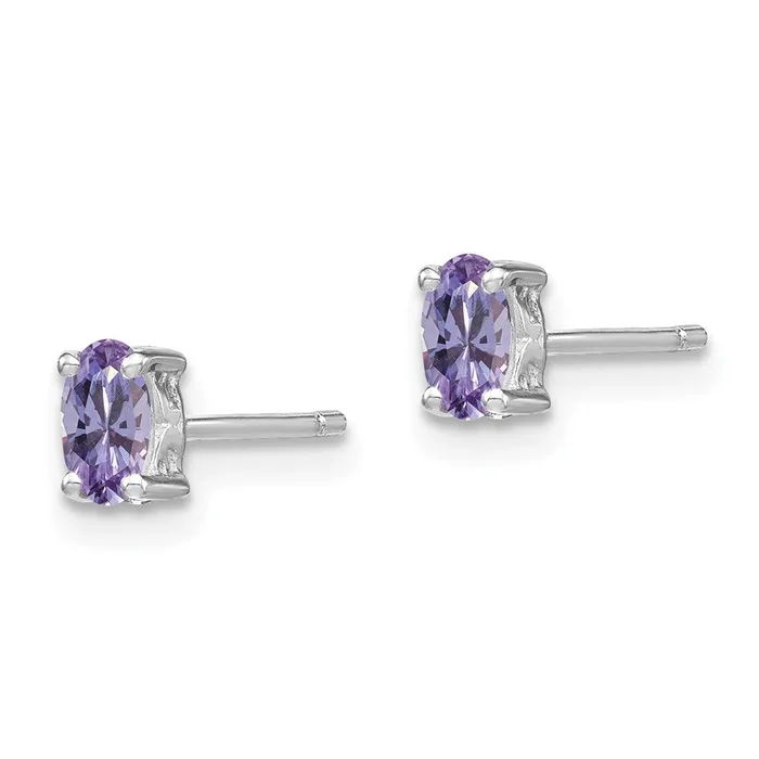 Sterling Silver Rhodiumplated 5x3mm Oval Rhodolite Garnet Post Earrings Goldia Earrings
