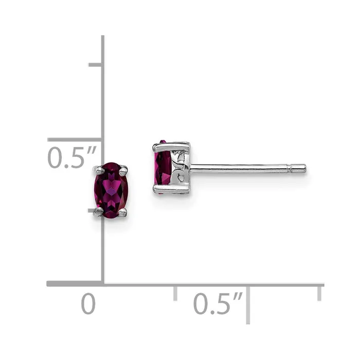 Sterling Silver Rhodiumplated 5x3mm Oval Rhodolite Garnet Post Earrings Goldia Earrings
