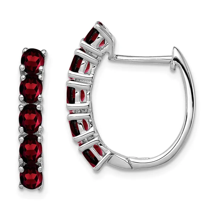 Sterling Silver Rhodiumplated Polished Garnet Hinged Hoop Earrings Goldia Earrings Sterling Silver Rhodiumplated Polished Garnet Hinged Hoop Earrings Goldia Earrings