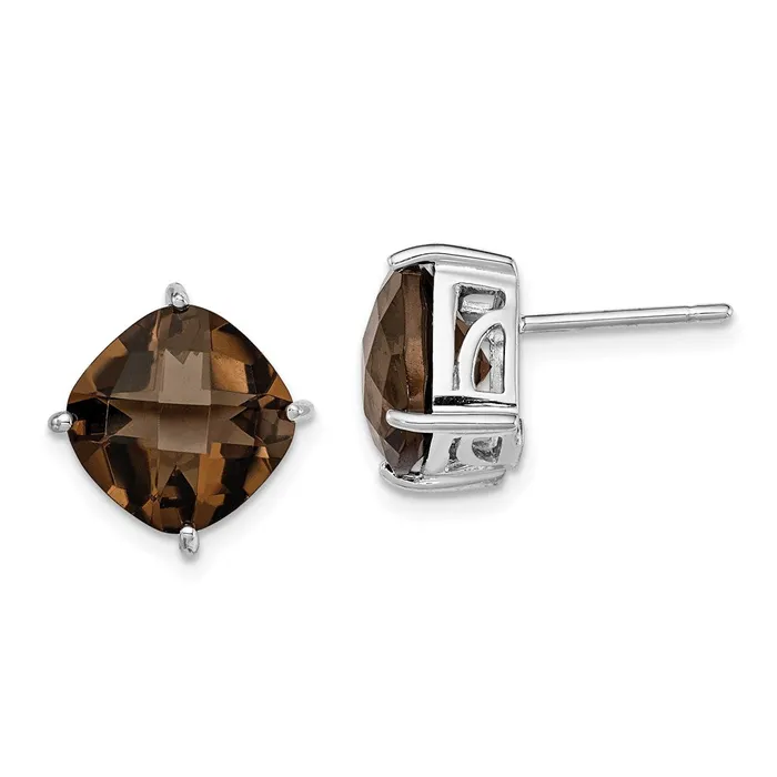 Sterling Silver Rhodiumplated Smoky Quartz Earrings Goldia Earrings